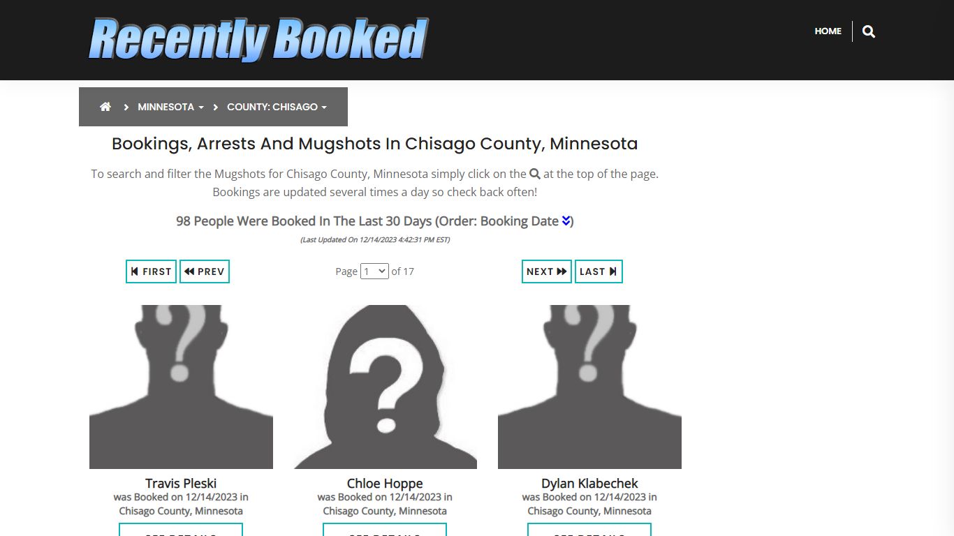 Bookings, Arrests and Mugshots in Chisago County, Minnesota