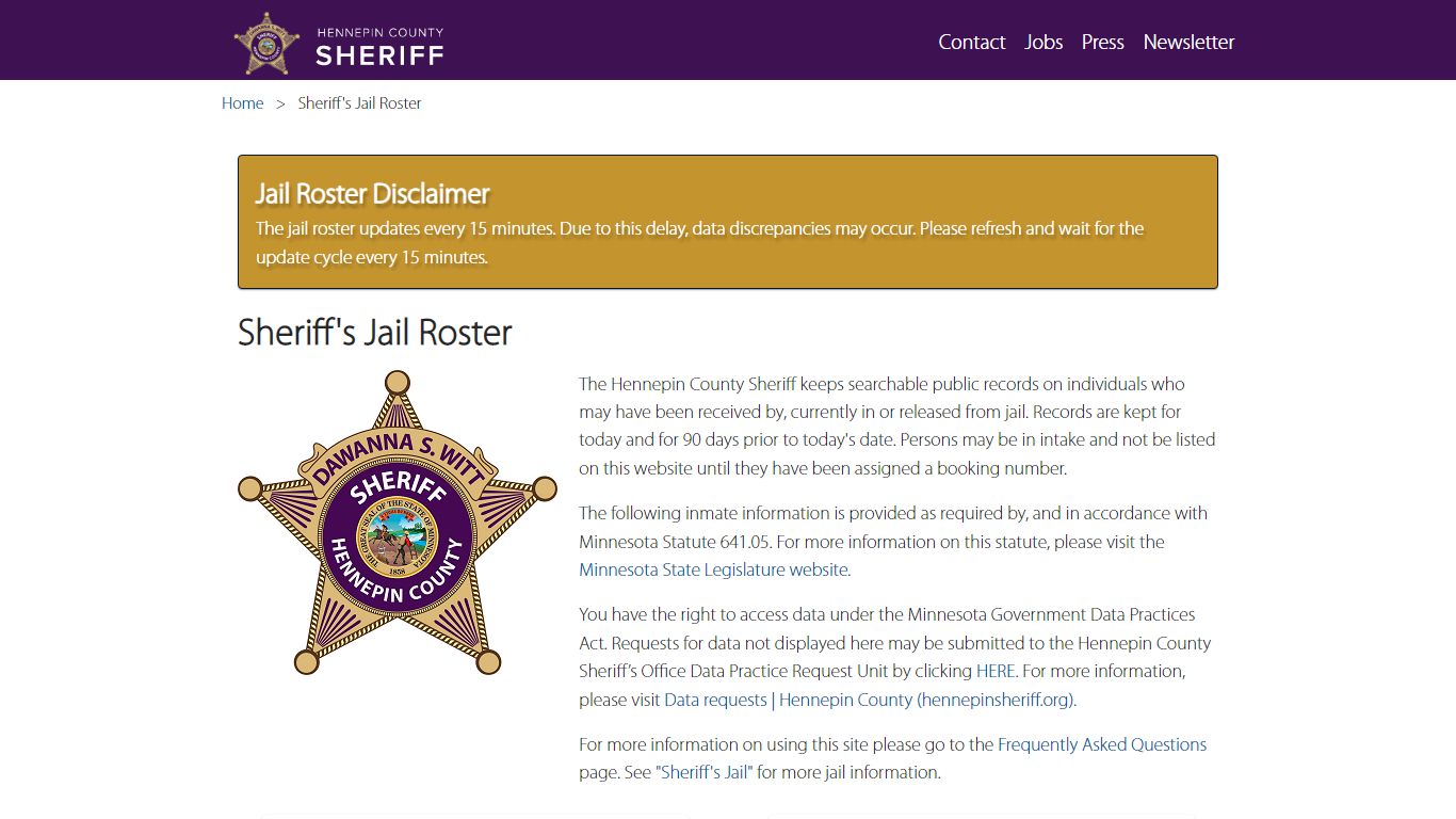 Jail Roster | Hennepin County